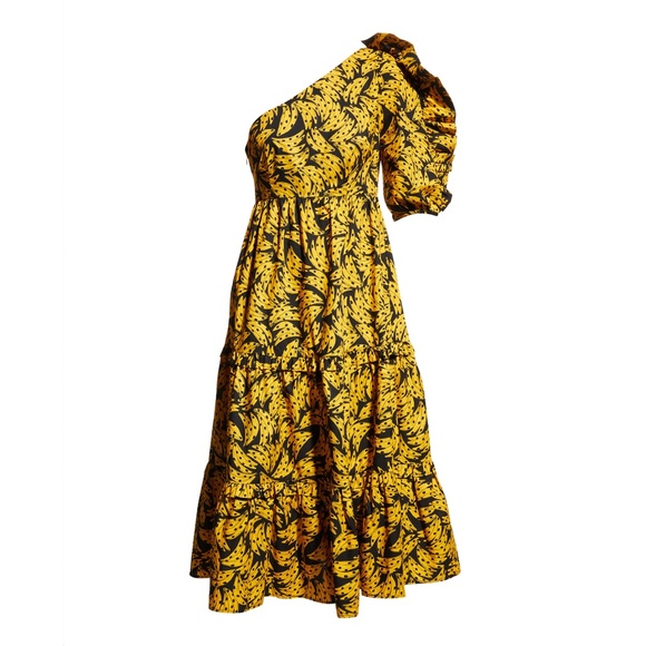 Farm Rio Banana One-Shoulder Midi Dress - Picture 4 of 16